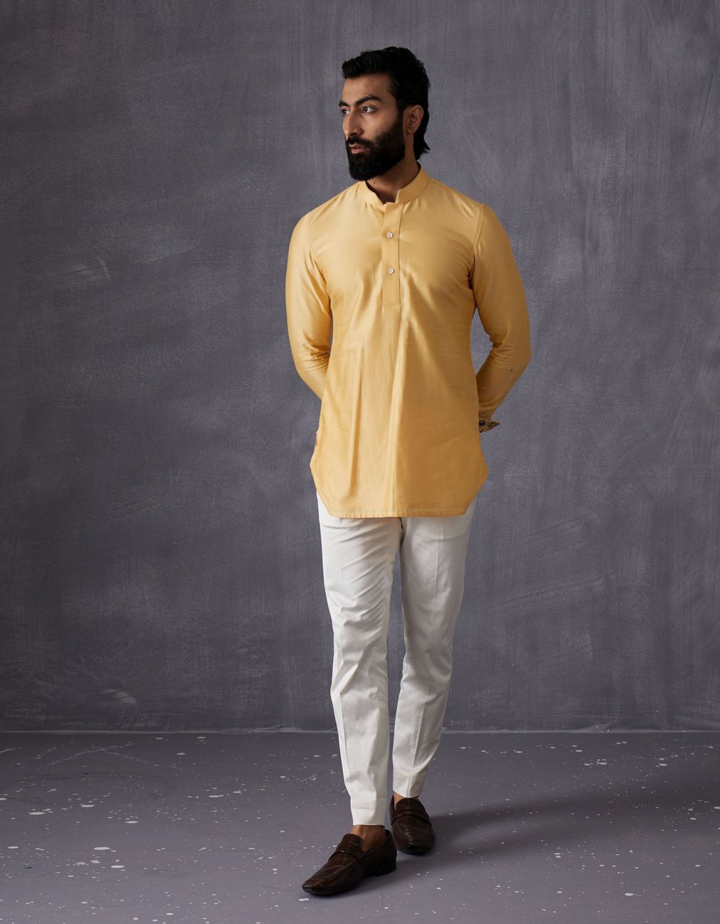 Mustard Kurta Shirt Edgecut Full Set