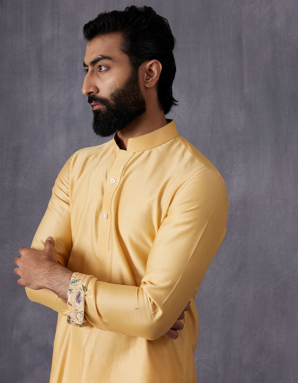 Mustard Kurta Shirt Edgecut Full Set