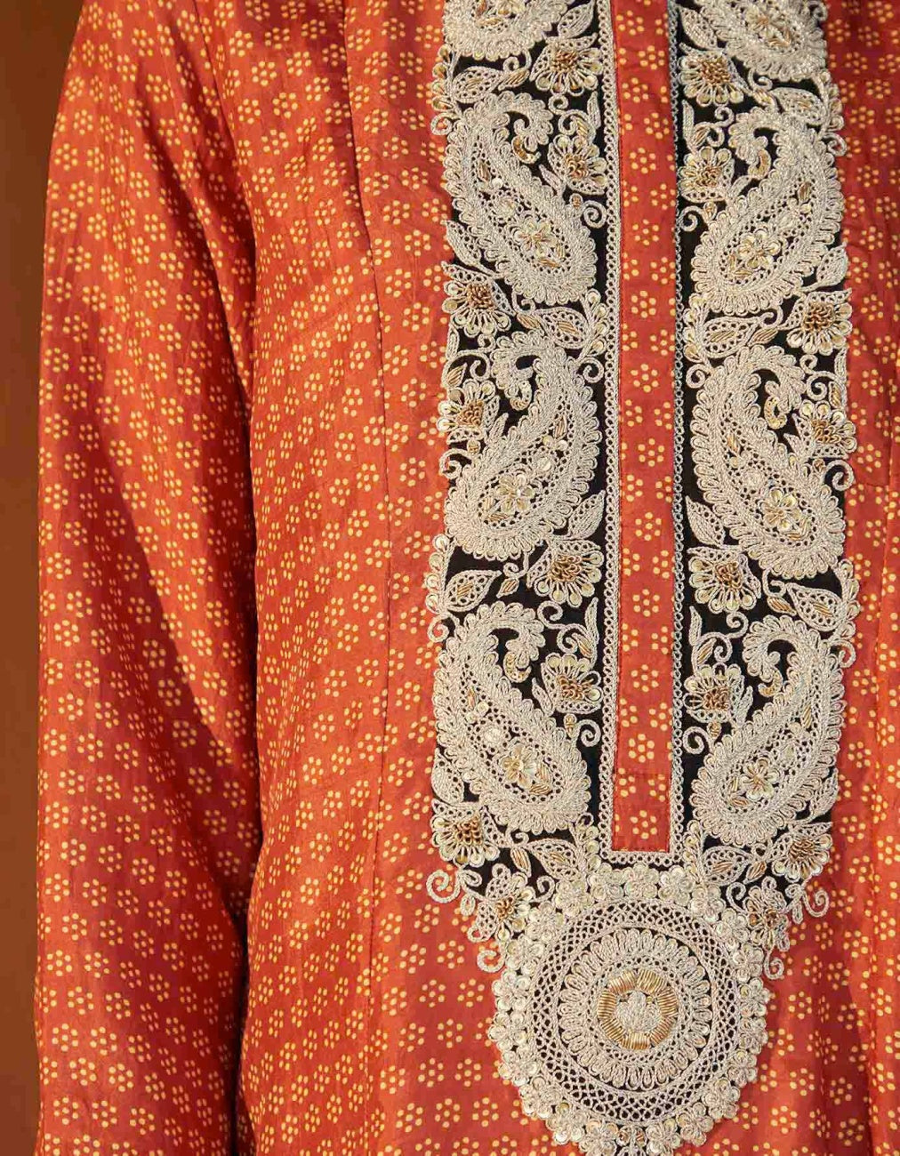 Brick Red Mulberry Silk Kurta Set