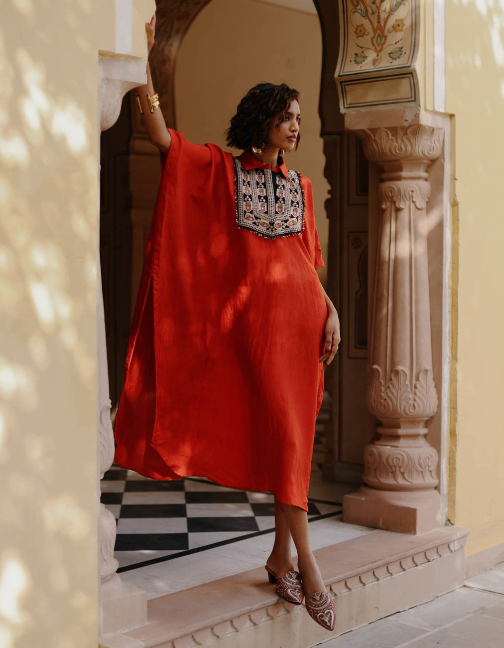 Orange Marodi Work Kaftan Set