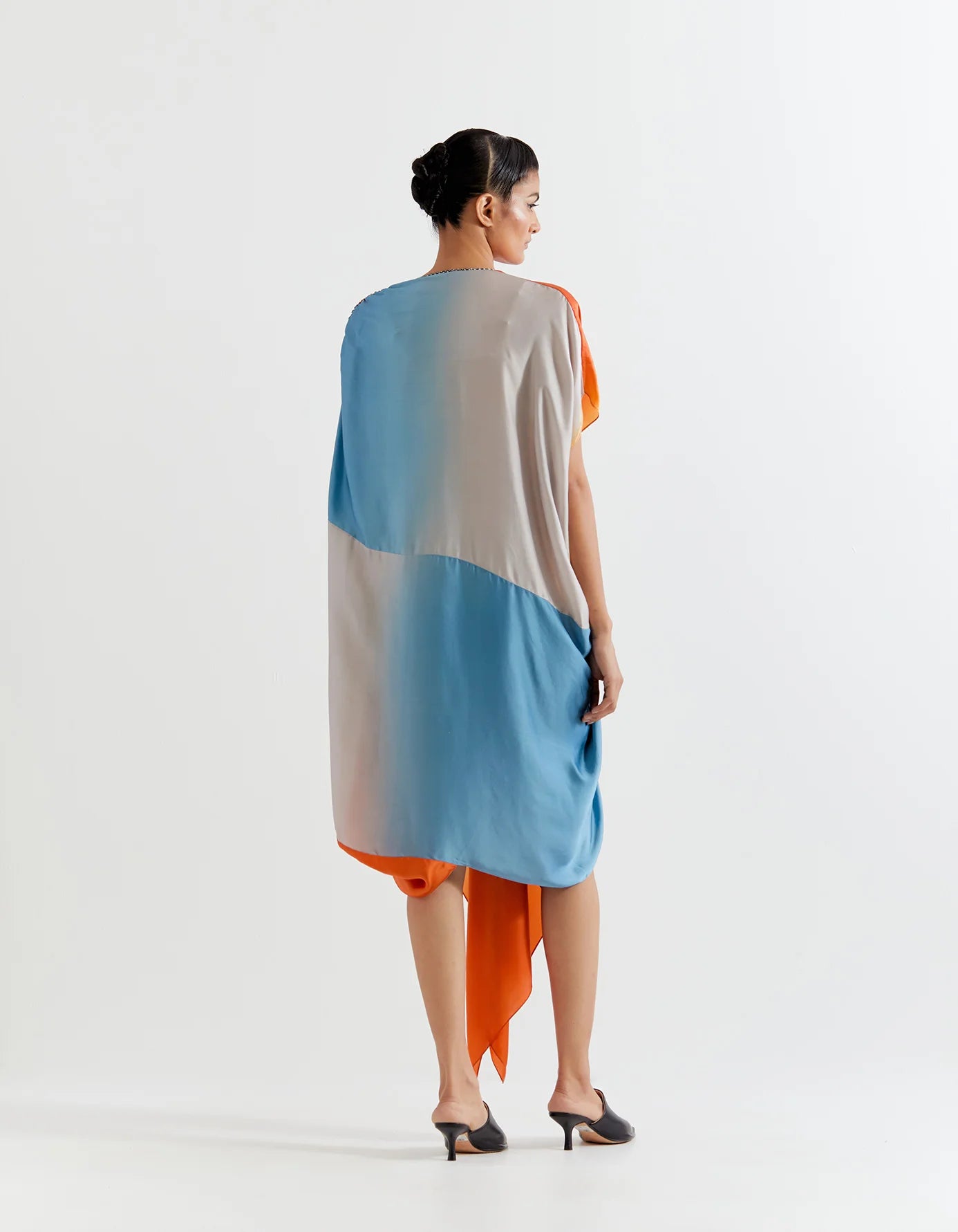 SILVER OMBRE RUCHED DRESS