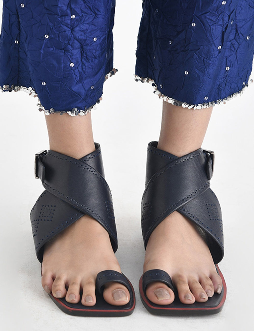 Cobalt Blue Denmar Crushed Silk Tunic With Pant