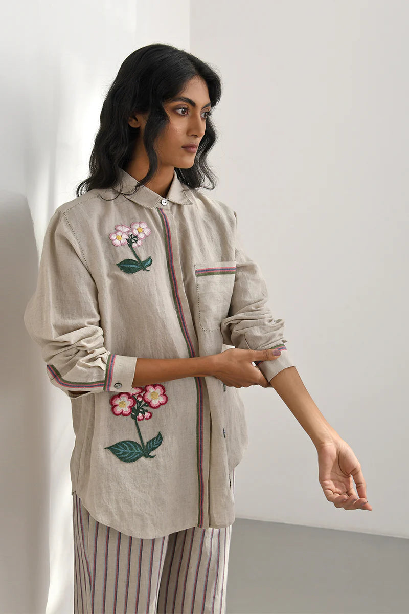 Beige Cosenza Embroidered Shirt