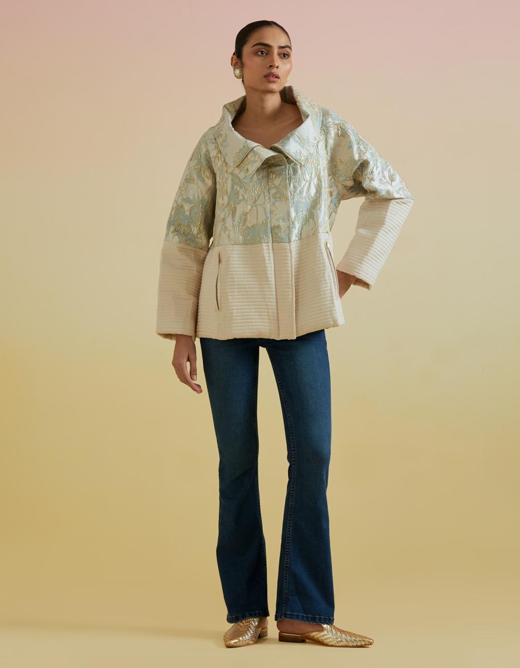 Dina Brocade Jacket In Ivory