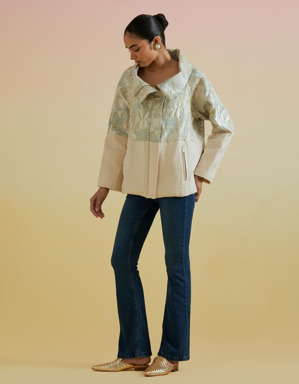Dina Brocade Jacket In Ivory