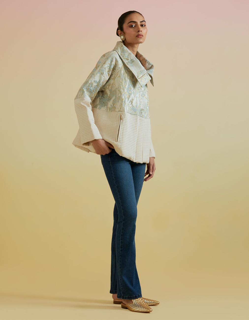 Dina Brocade Jacket In Ivory