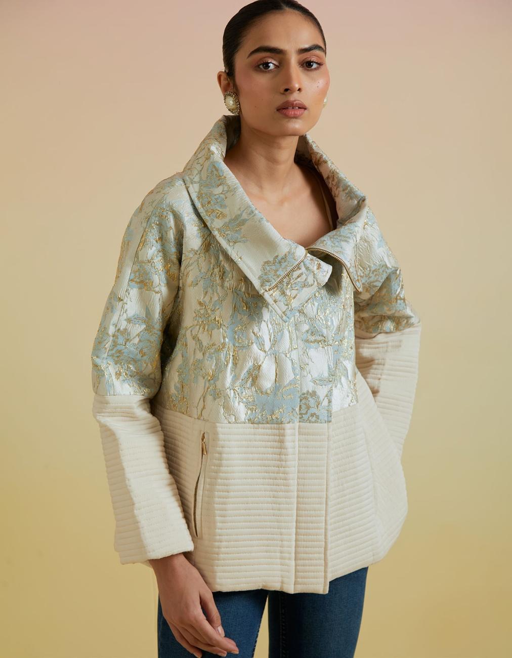 Dina Brocade Jacket In Ivory