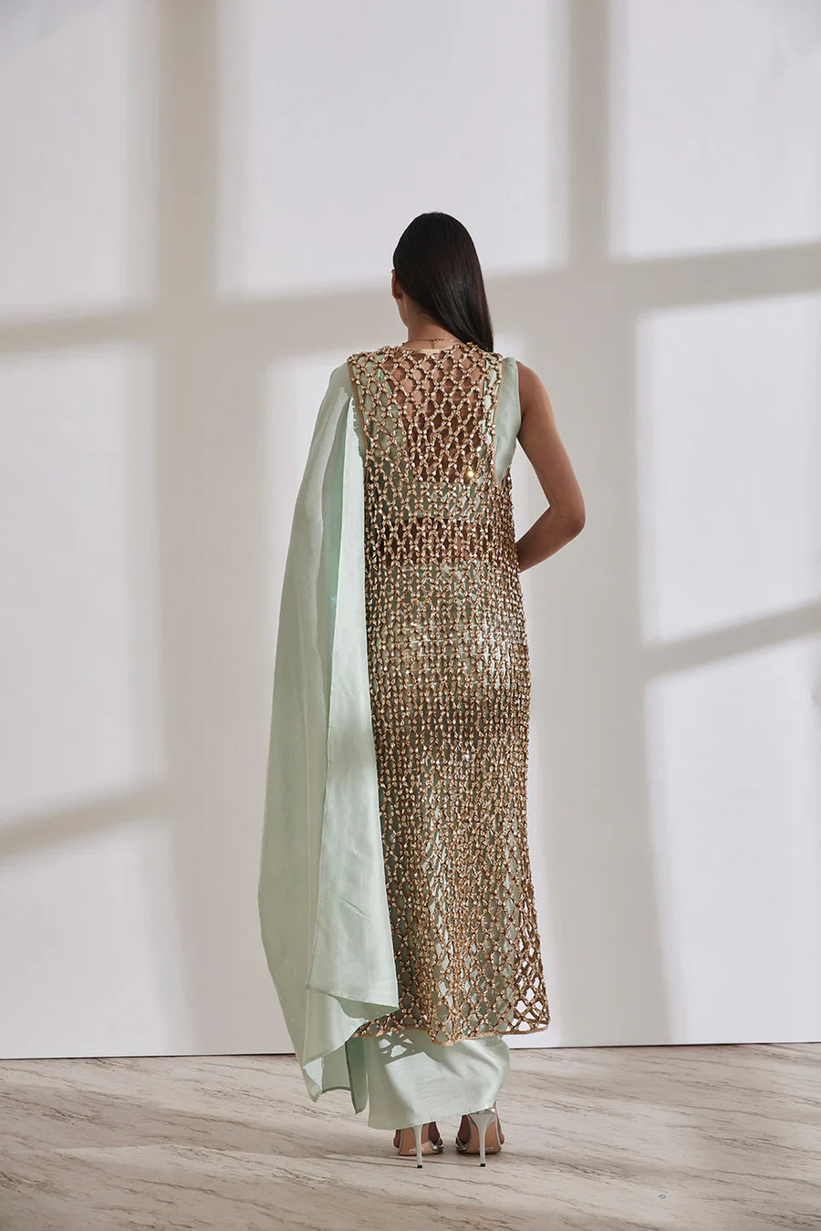 Masai Godet Sari with Vik Blouse & Honeycomb Jacket
