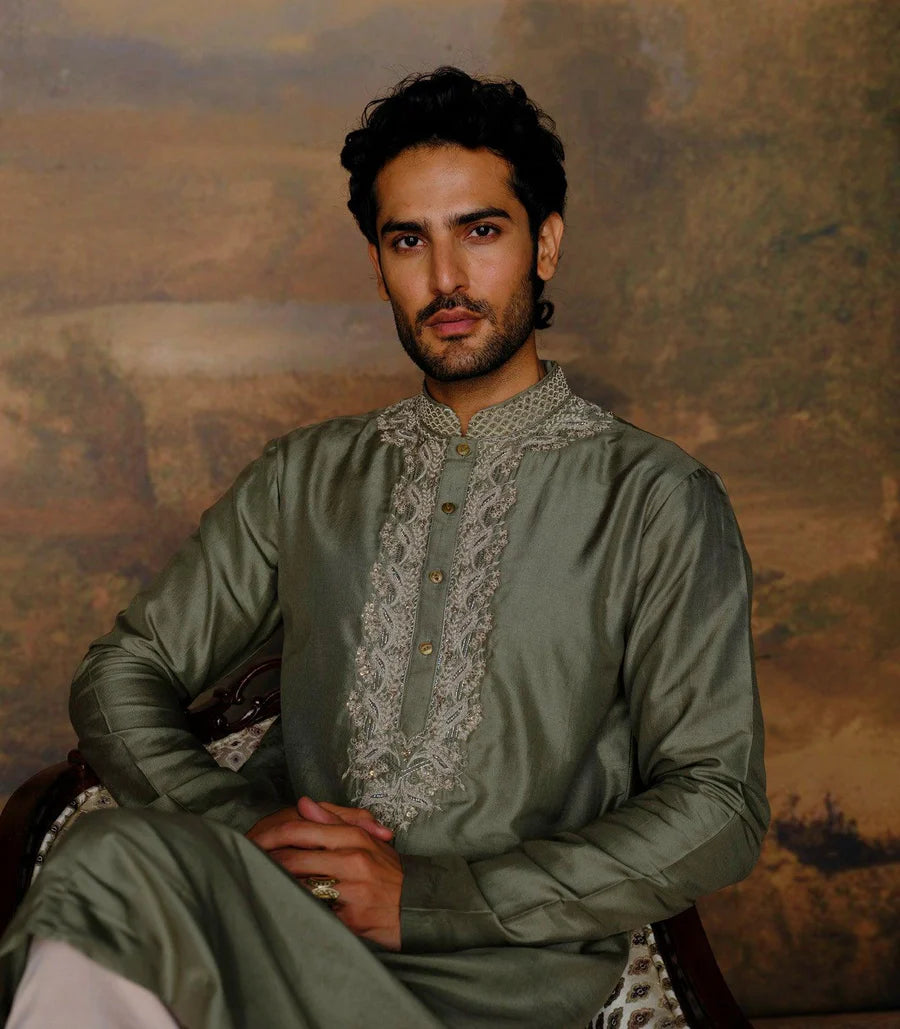 Mint Green Embroidered Kurta Set