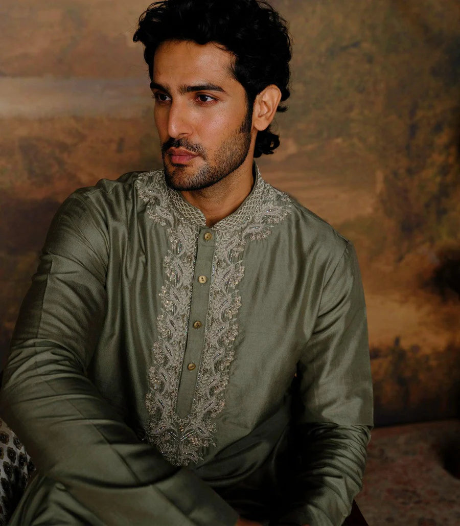 Mint Green Embroidered Kurta Set