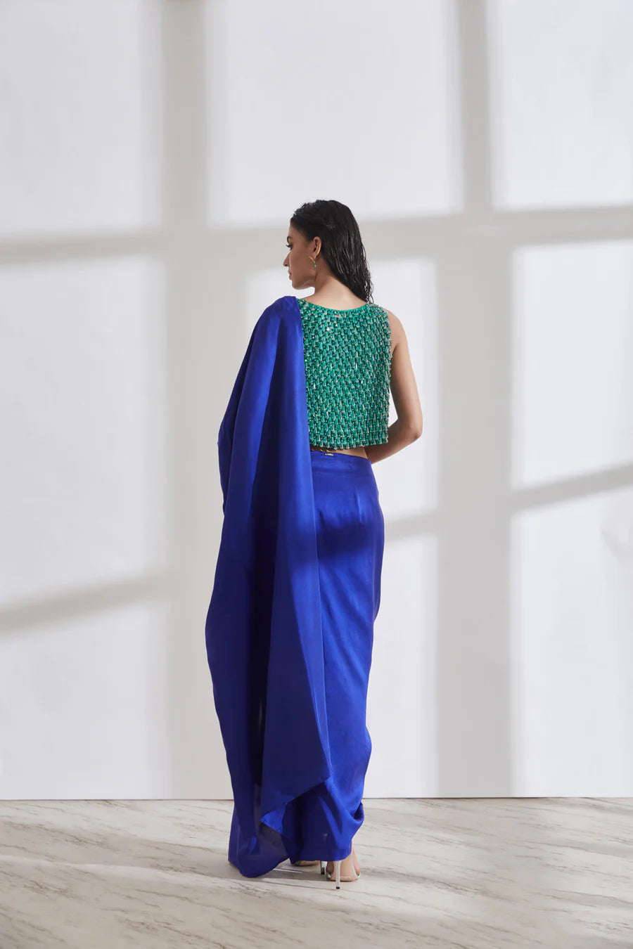 Masai Godet Sari with Chandelier Top