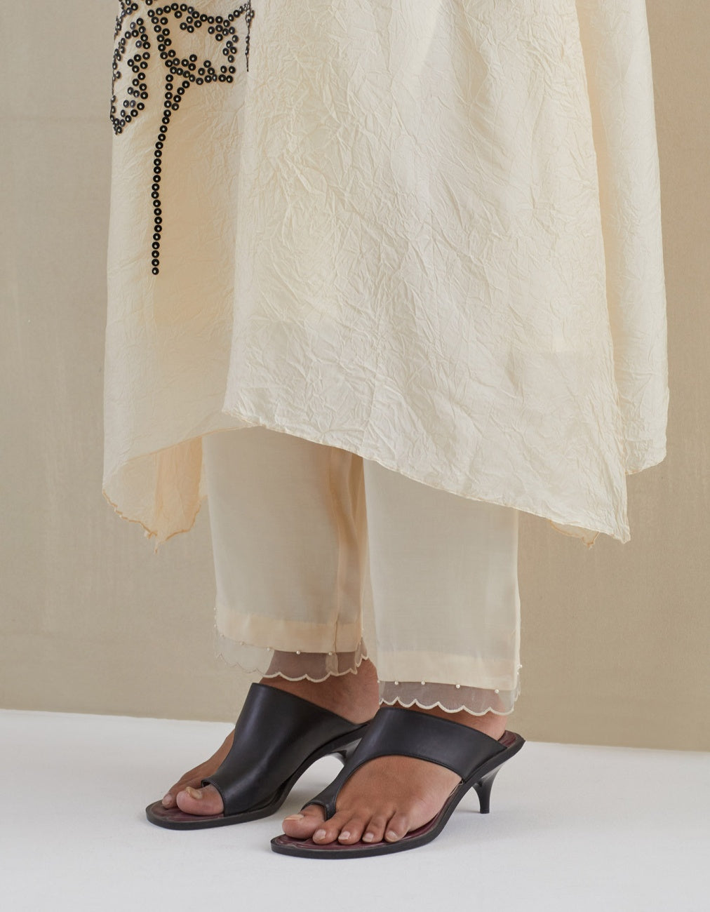 Ecru Crushed Kurta Set