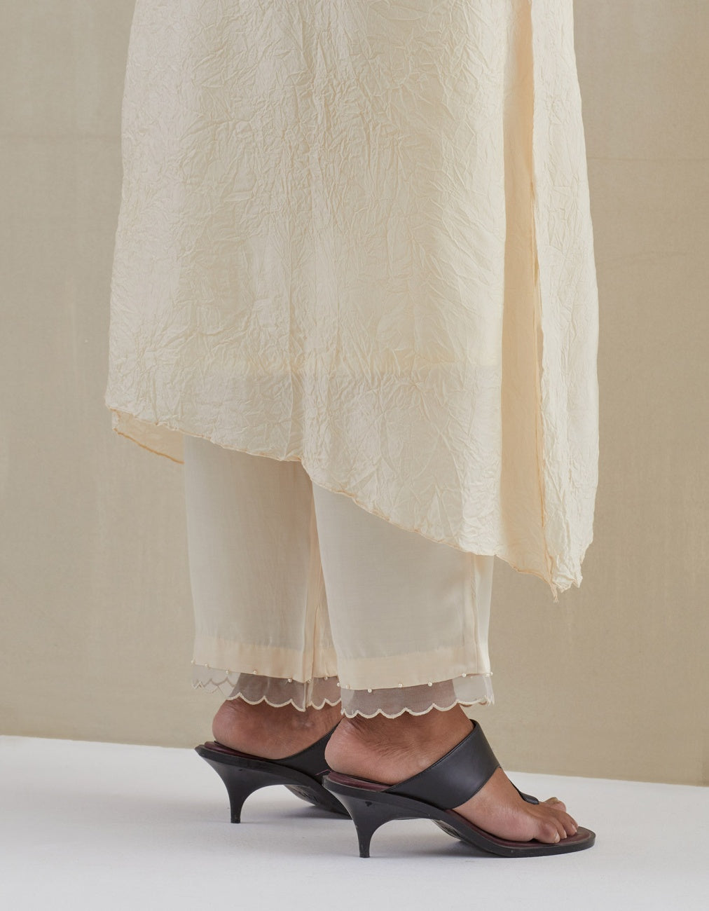 Ecru Crushed Kurta Set