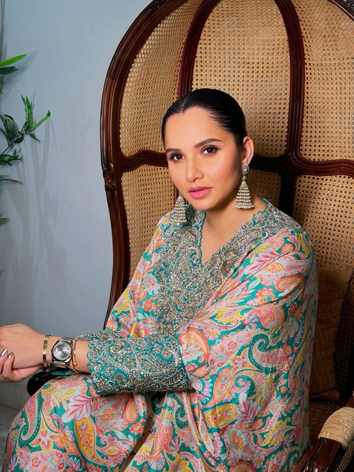 Sania Mirza in Reva Cuff Kaftan Set