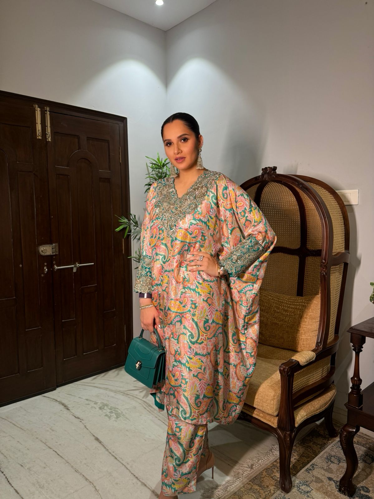 Sania Mirza in Reva Cuff Kaftan Set