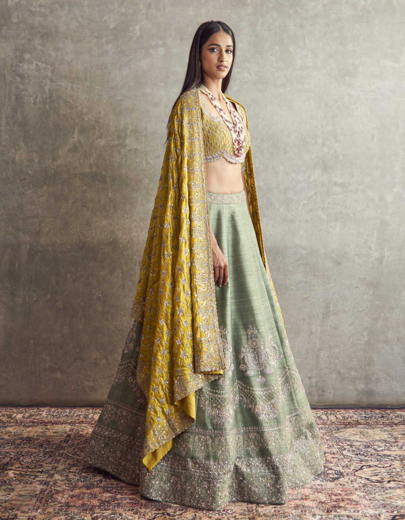 Indian Ethnic Designer Thai Silk Heavy Embroidered Bridal Green Lehenga  Choli at Rs 3550 | Ladies Lehengas in Indore | ID: 20144103255