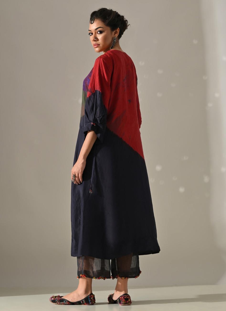 Multi Patchwork and Placement Dyed Kurta Set