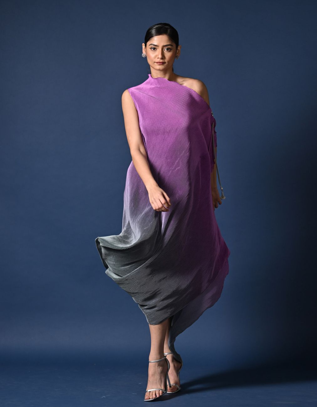 Lavender Into Sage Green Ombre Drape Dress