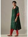 Green Red Bandhani Kurta Set