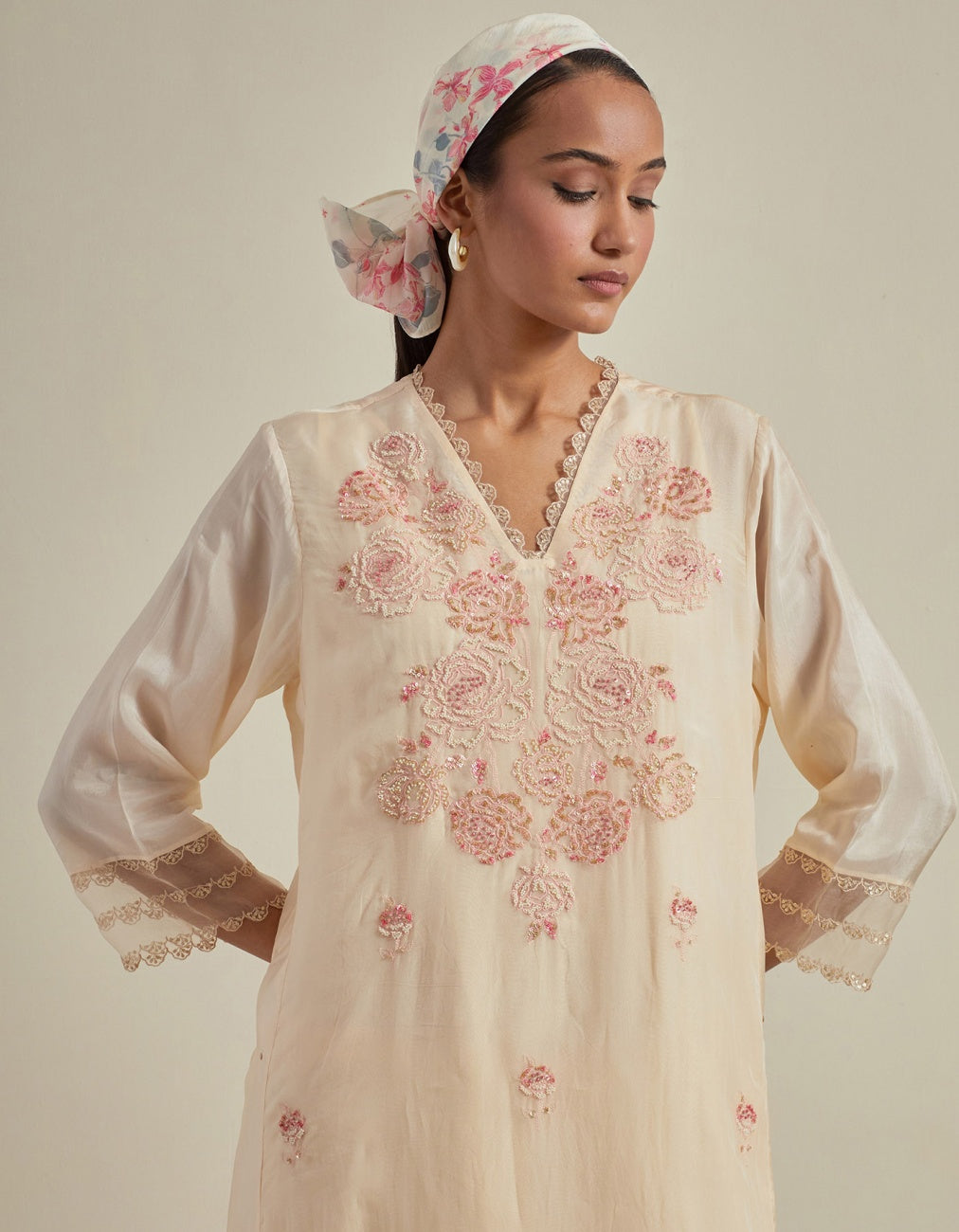 A-Line Kurta Set In Ecru