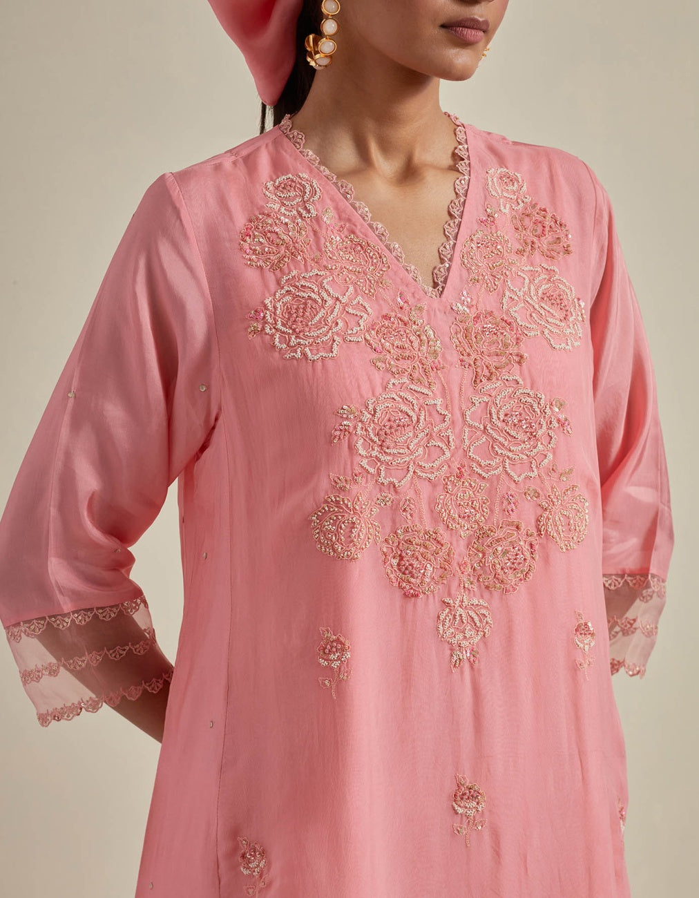 A-Line Kurta Set In Peach