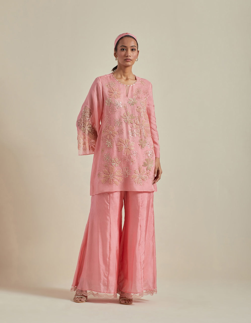 Peach Gharara Set