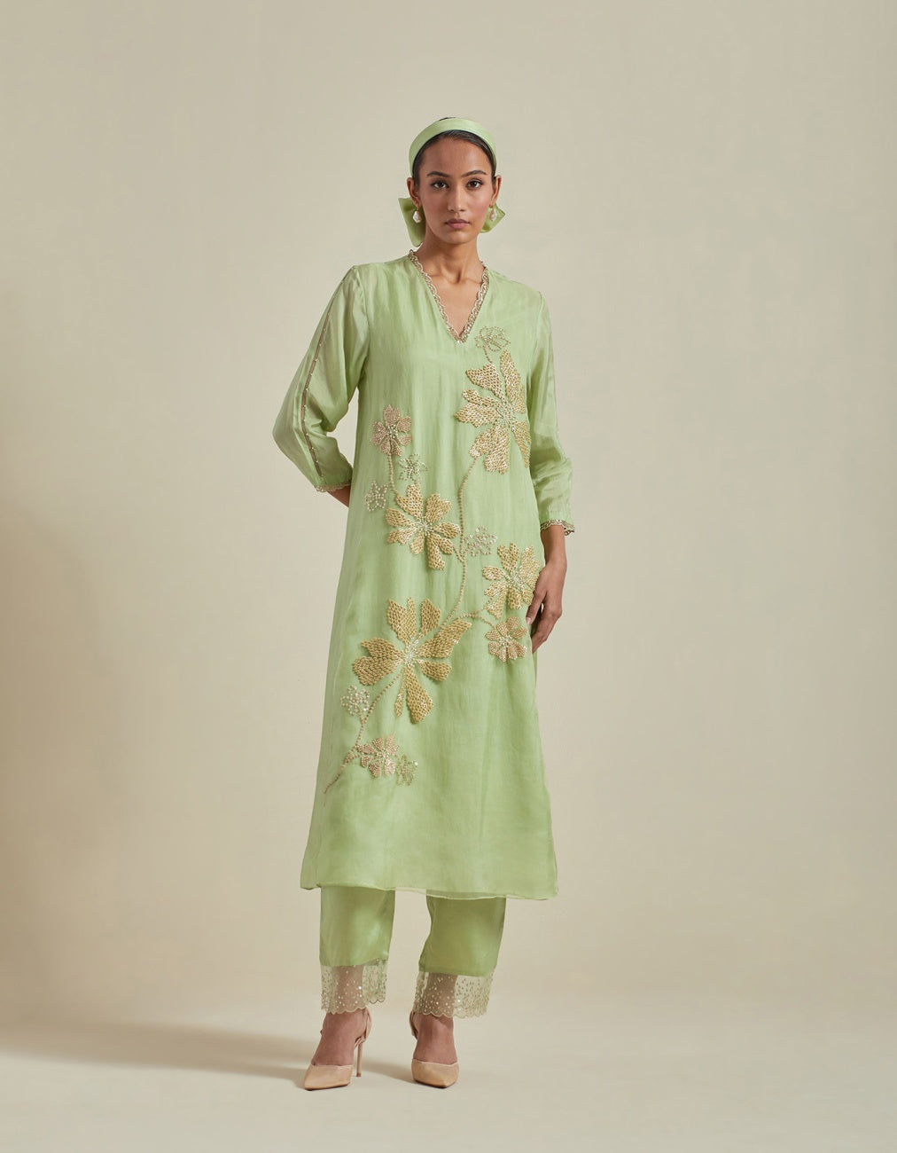 Mist Green A-Line Kurta Set
