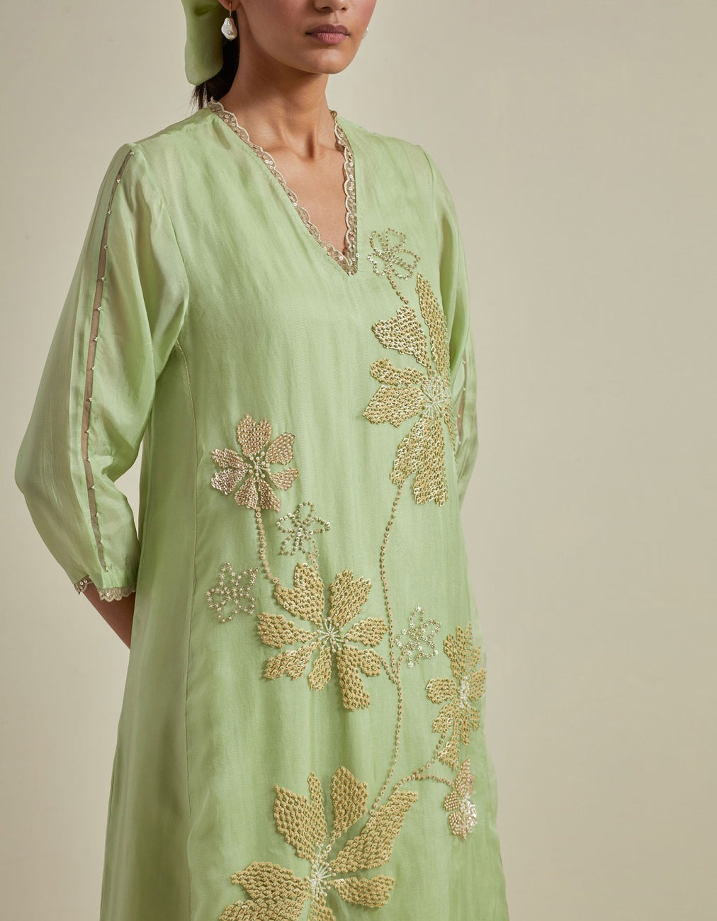 Mist Green A-Line Kurta Set