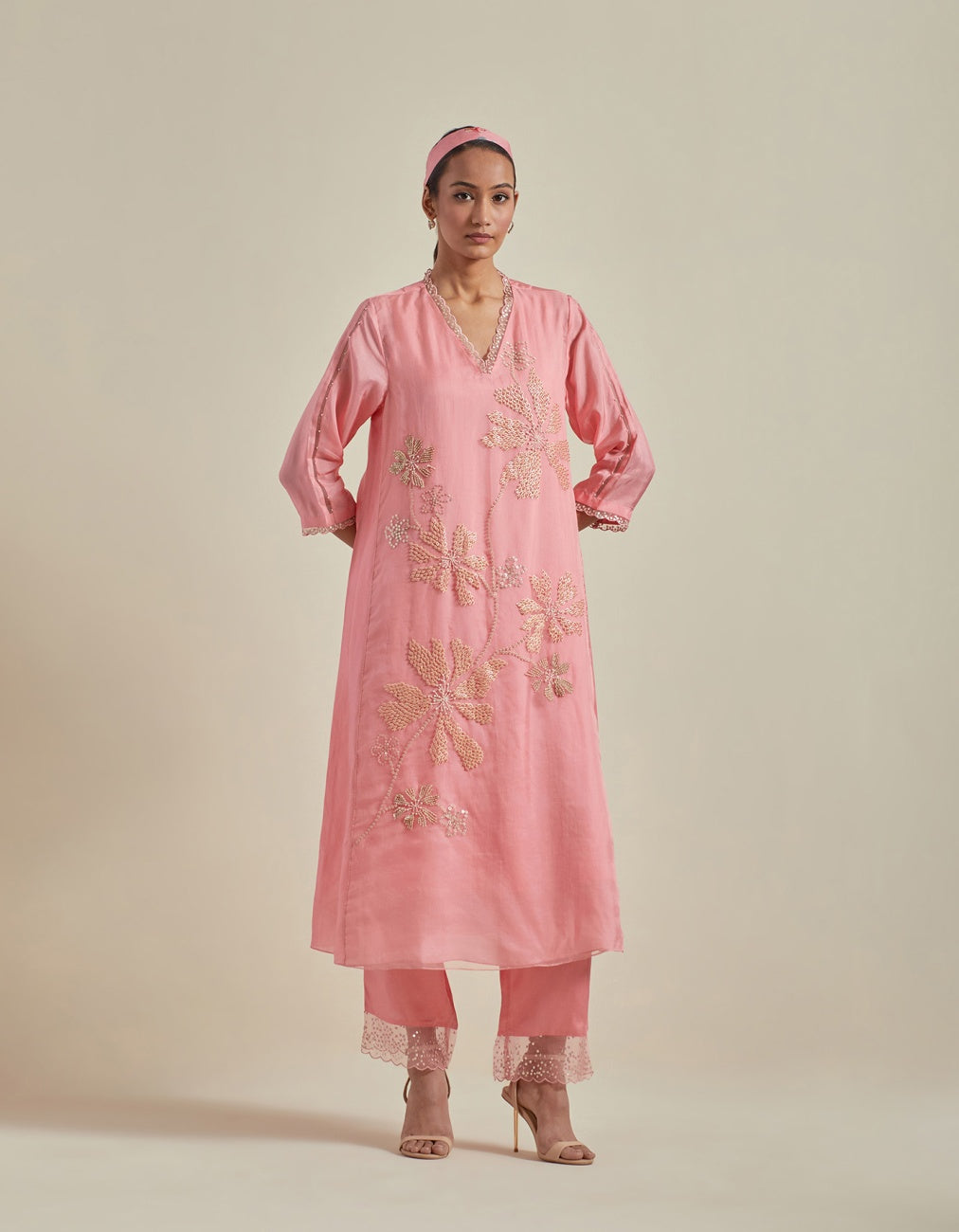 Peach Silk Kurta Set