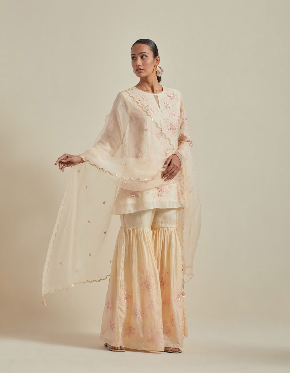 Ecru Organza Dupatta