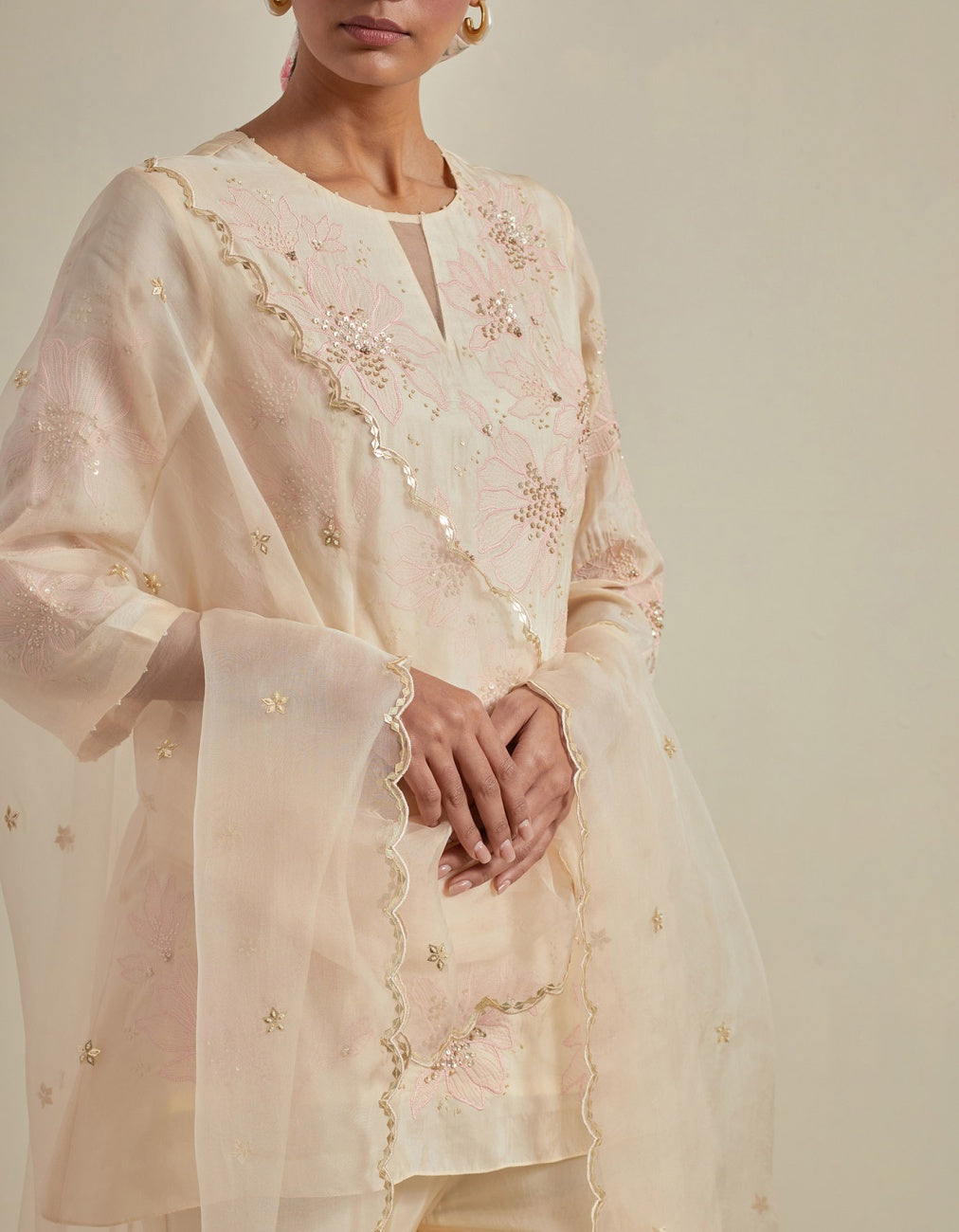 Ecru Organza Dupatta