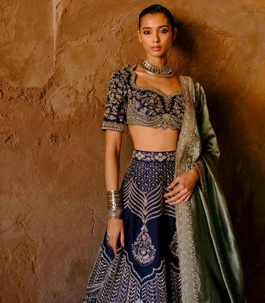 Purple Zardosi Embroidered Lehenga Set