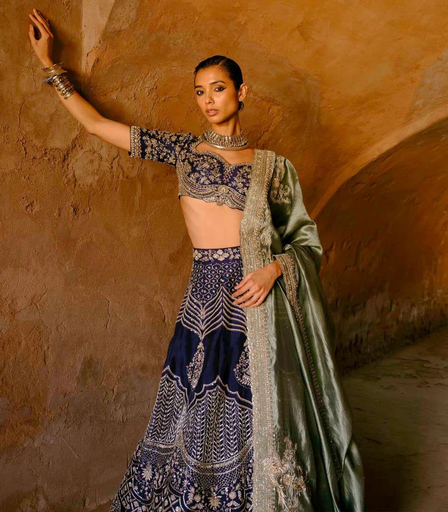 Purple Zardosi Embroidered Lehenga Set