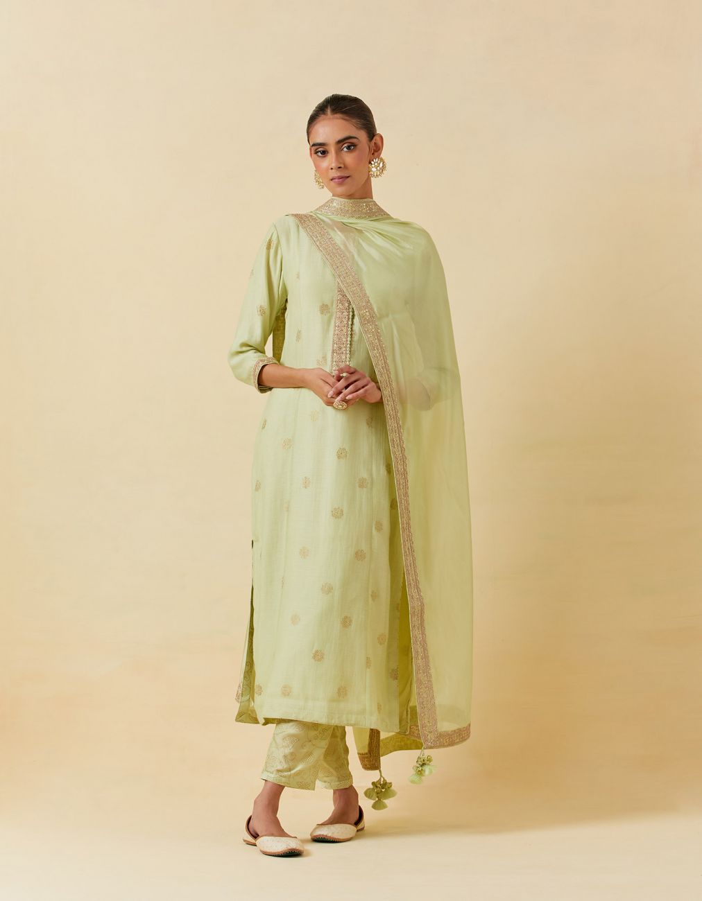 Mint Kurta Paired With Pants & Dupatta