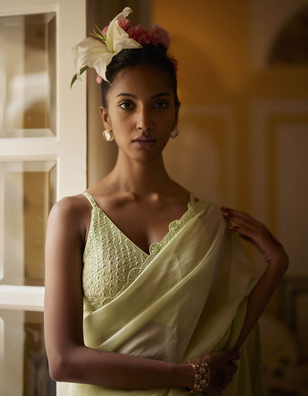 Mint Saree Paired With Blouse