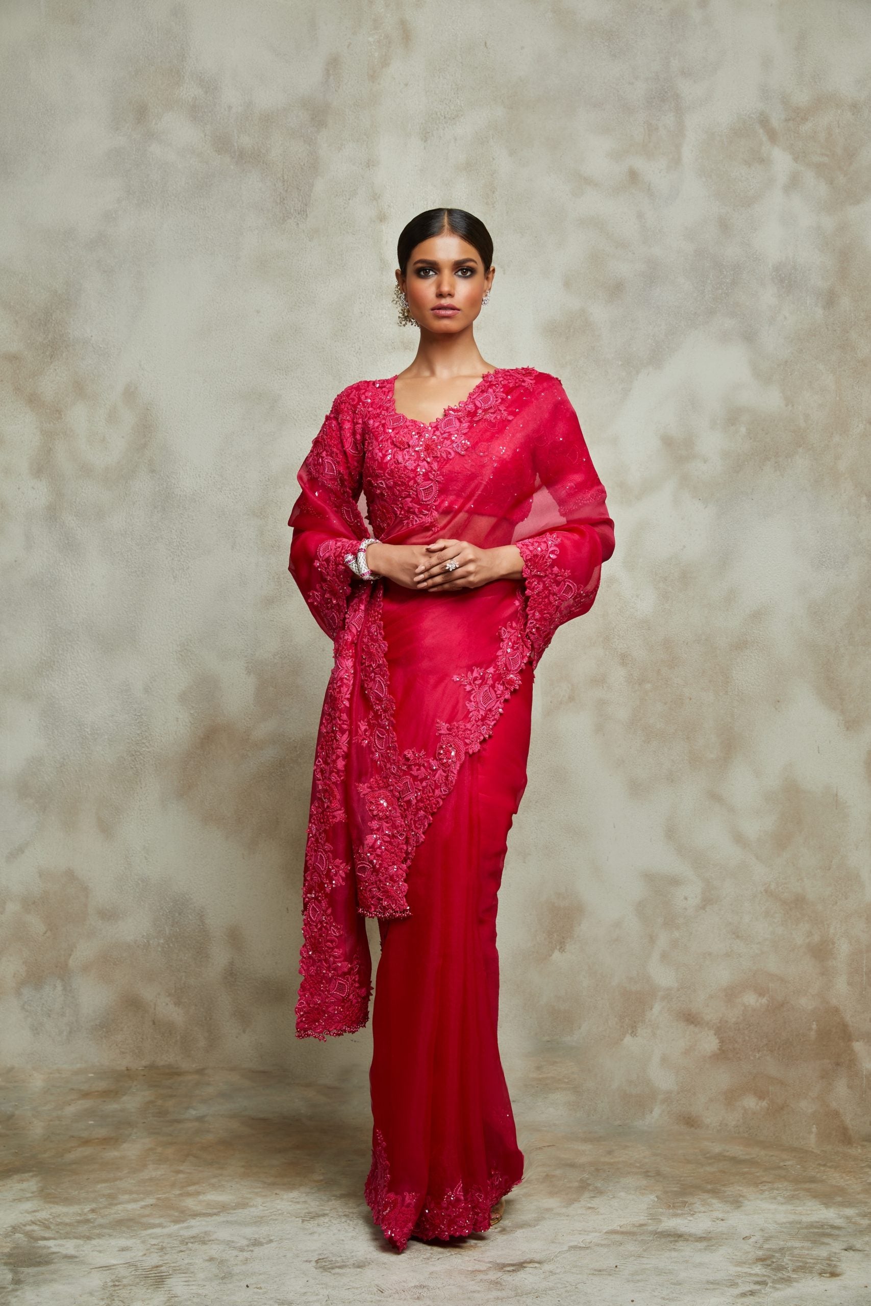 Silk blouse and organza saree