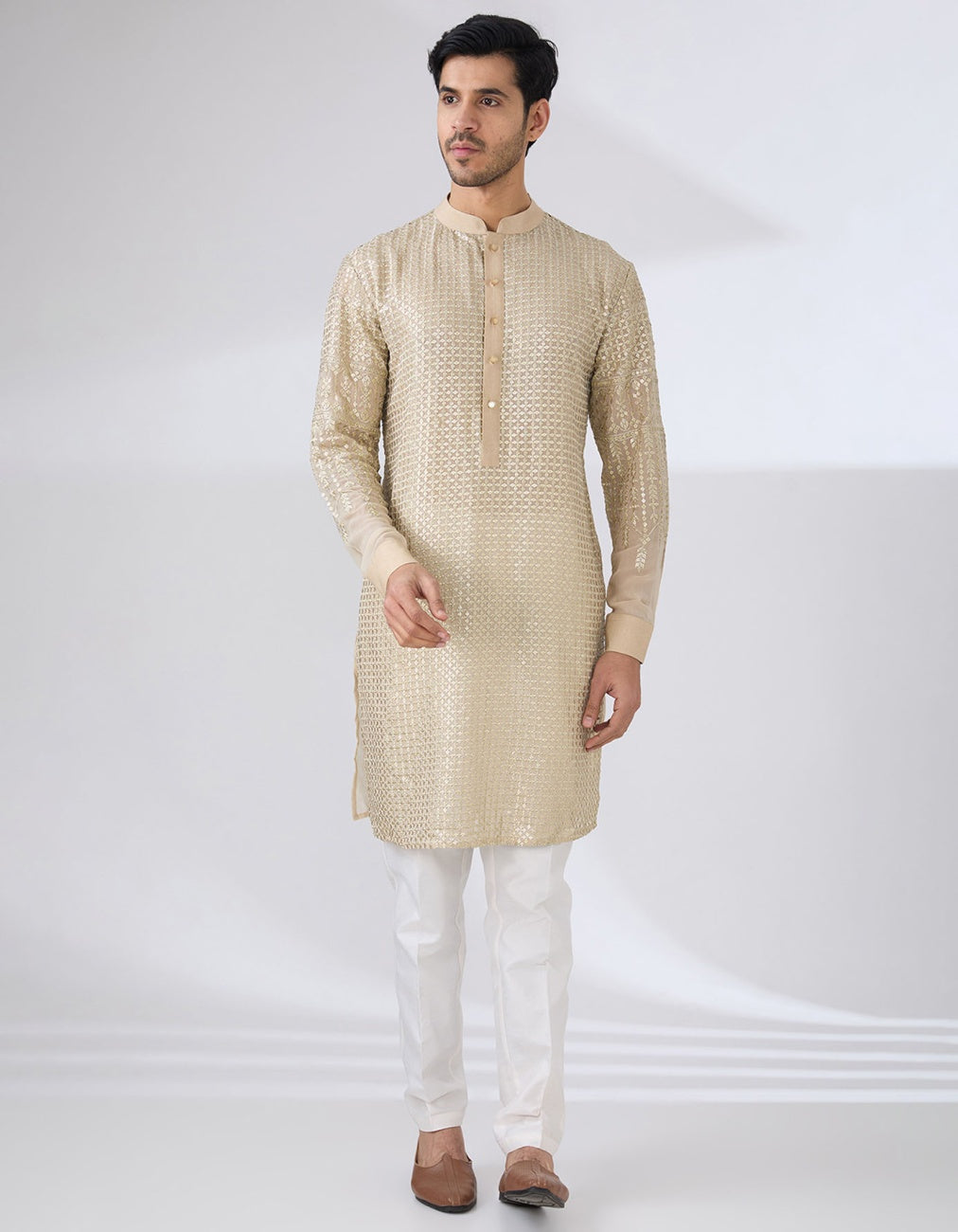 Beige Georgette Kurta Set