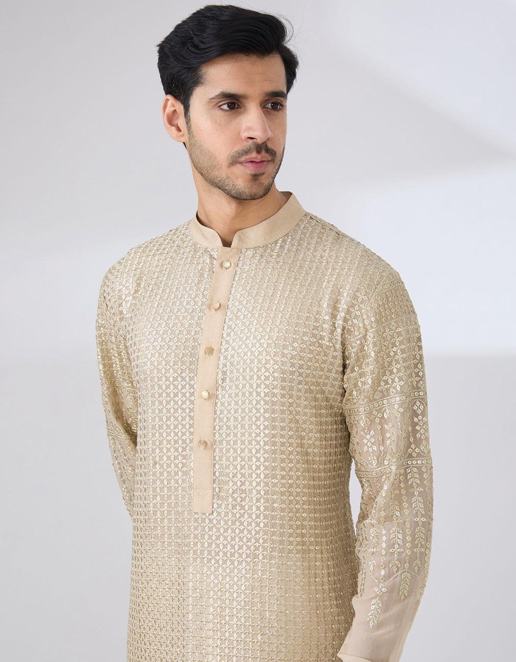 Beige Georgette Kurta Set