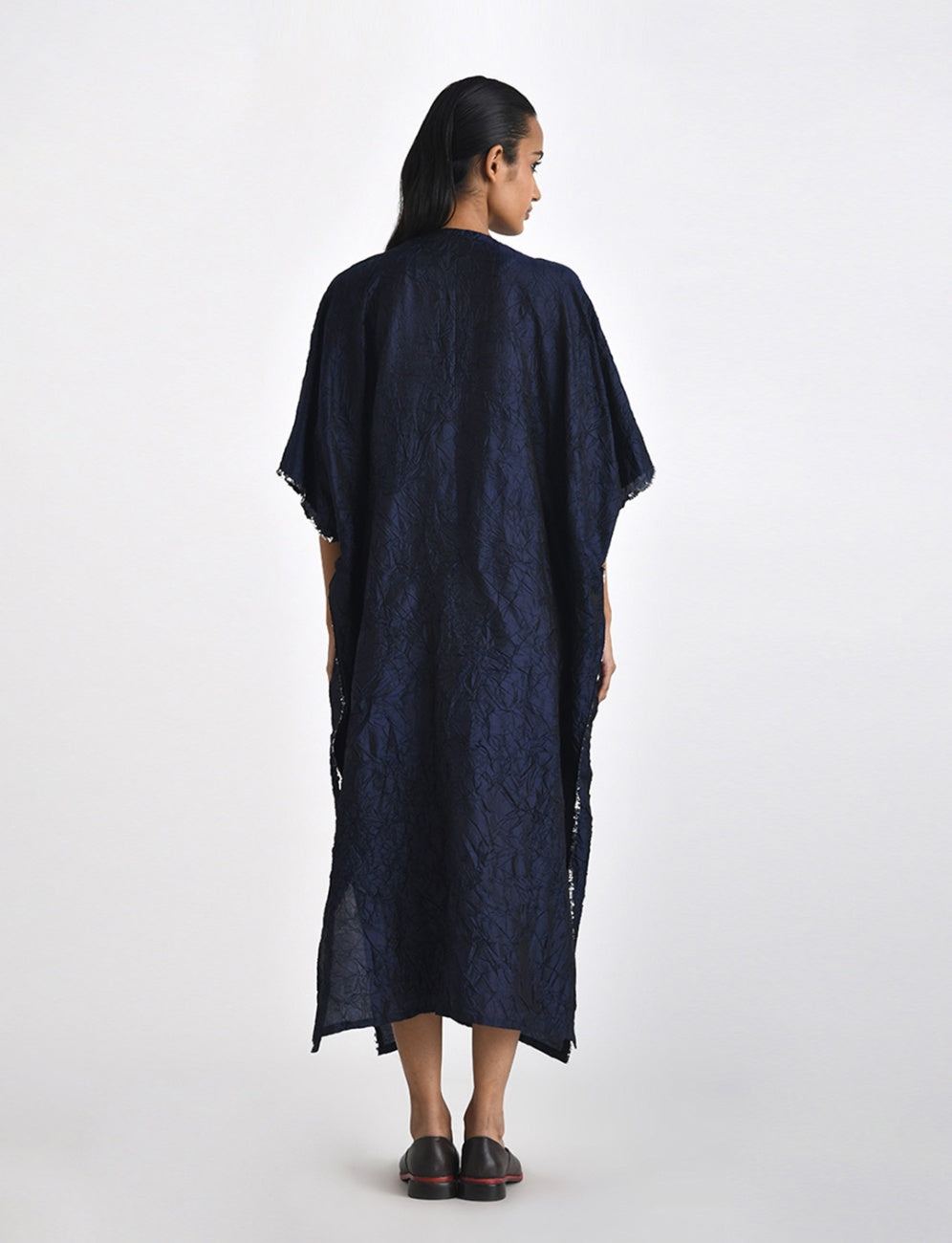 Navy Veronia Embroidered Kaftan Dress