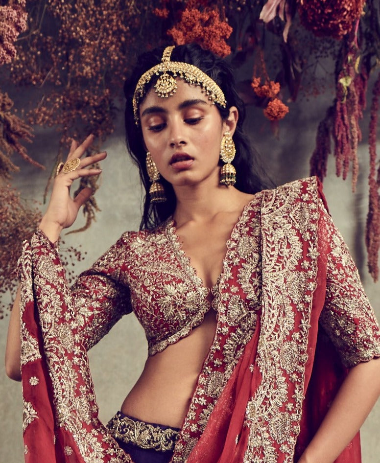 Silk Embroidered Lehenga Set