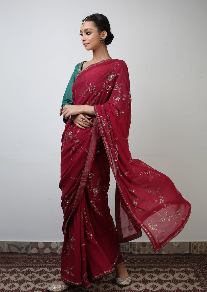 Ruby red saree
