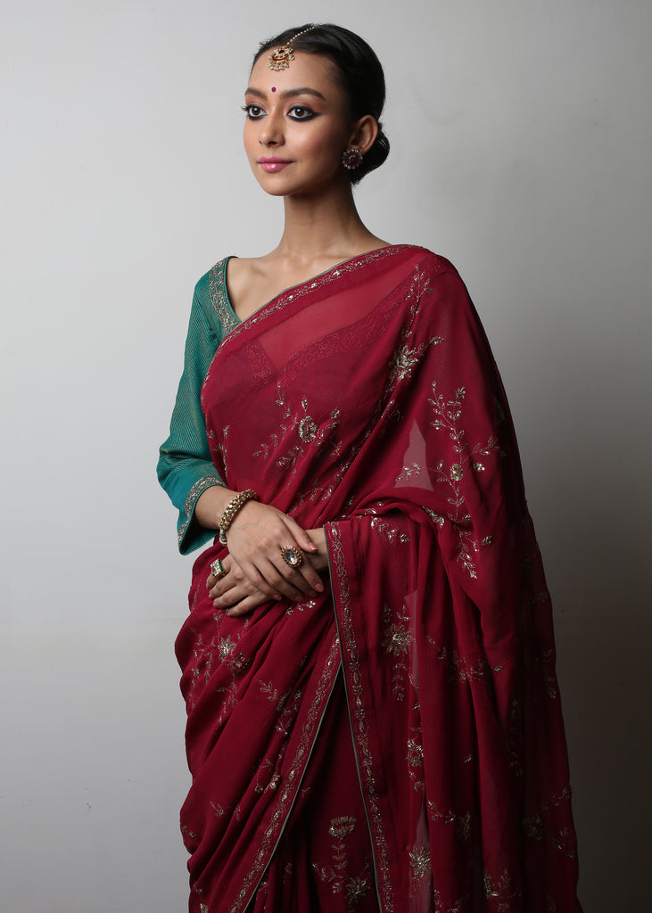 Ruby red saree