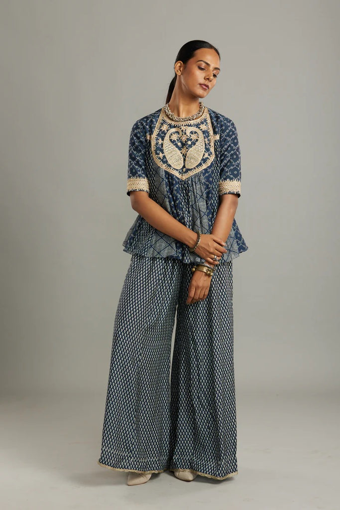 Indya Ethnic Bottoms  Buy Indya X Payal Singhal Blue Printed Palazzo With  Attached Dupatta Online  Nykaa Fashion