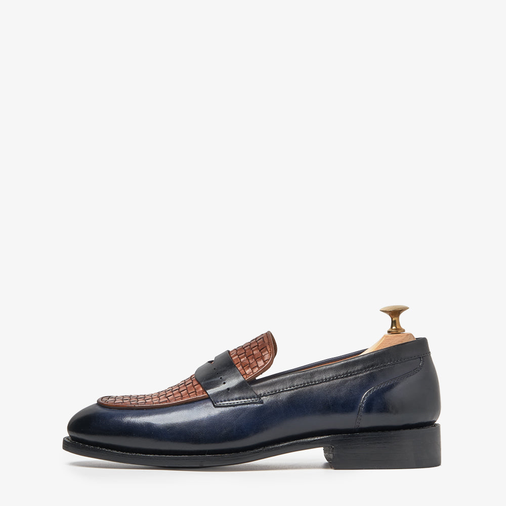 Blue Upper Material Abbey Woven Loafers