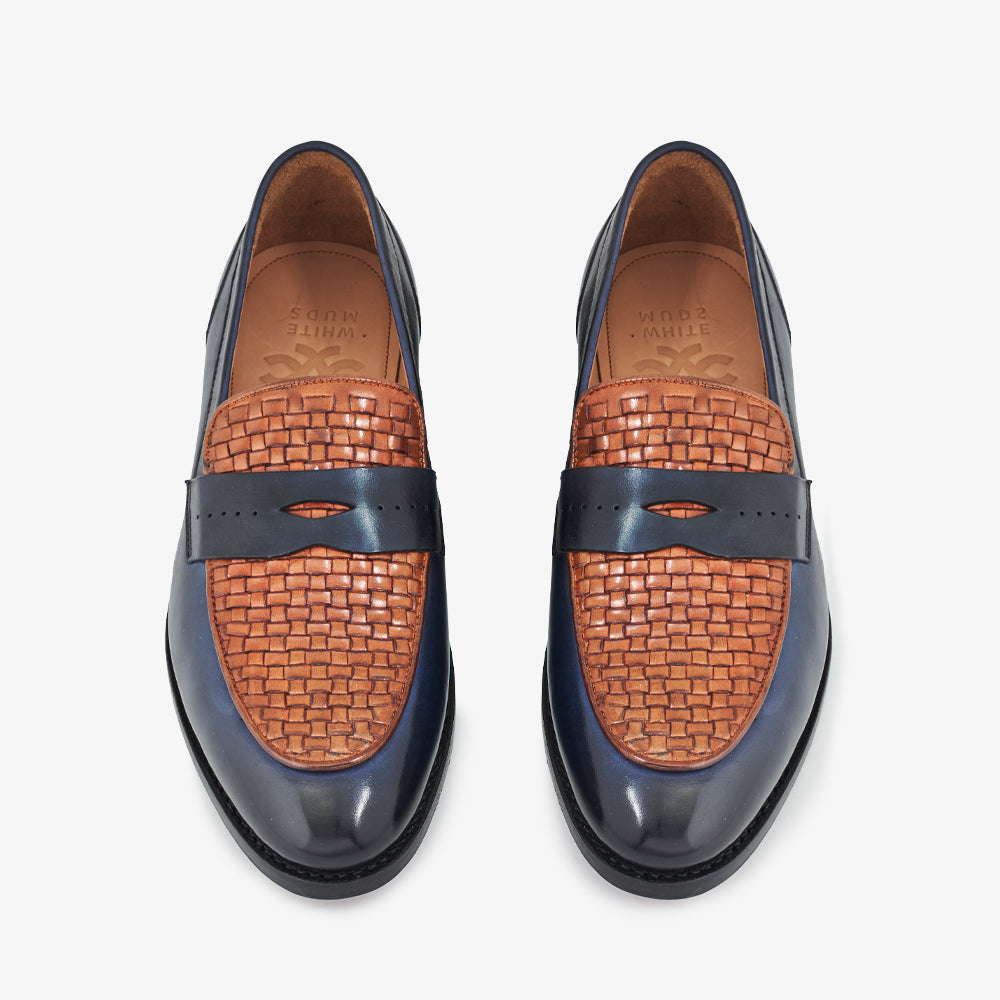 Blue Upper Material Abbey Woven Loafers