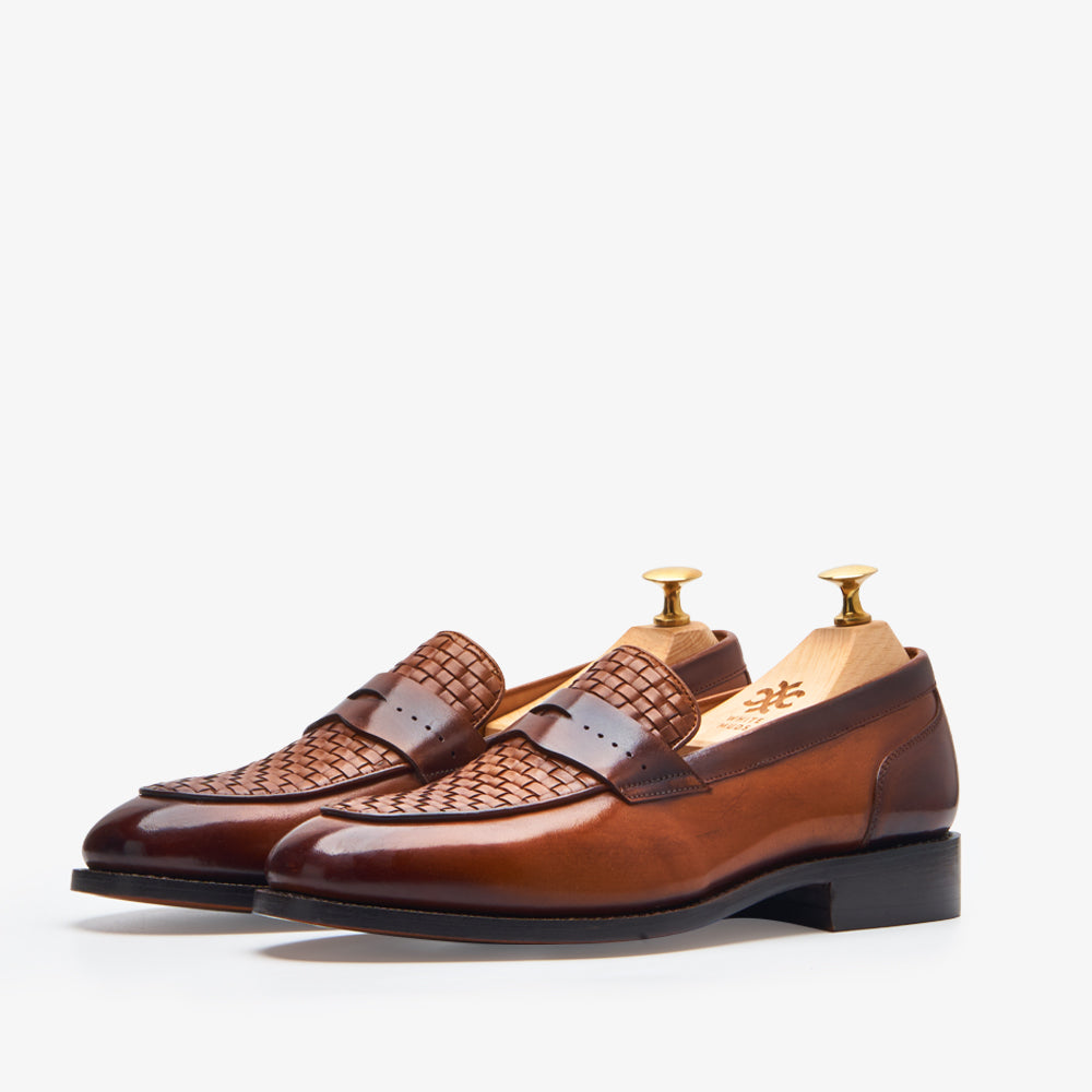 Brown Upper Material Abbey Woven Slip-on Loafers