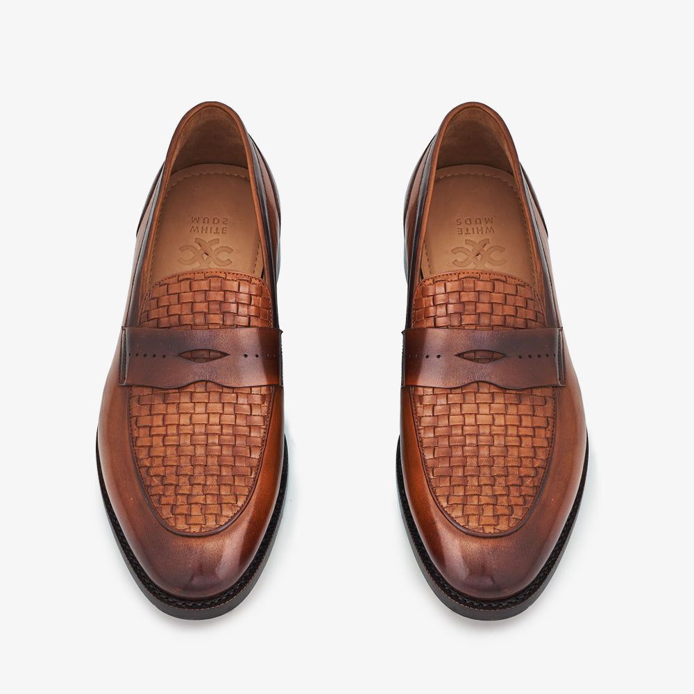 Brown Upper Material Abbey Woven Slip-on Loafers