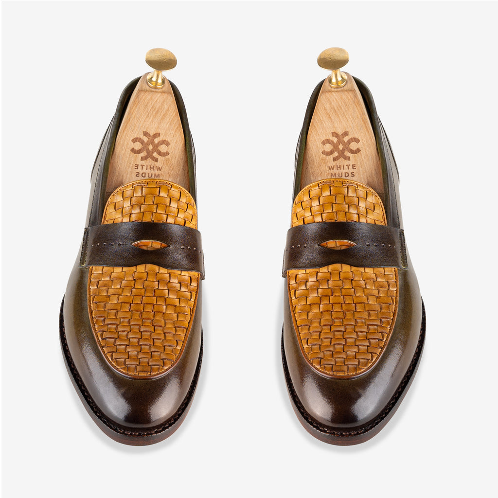Green Upper Material Woven Loafers