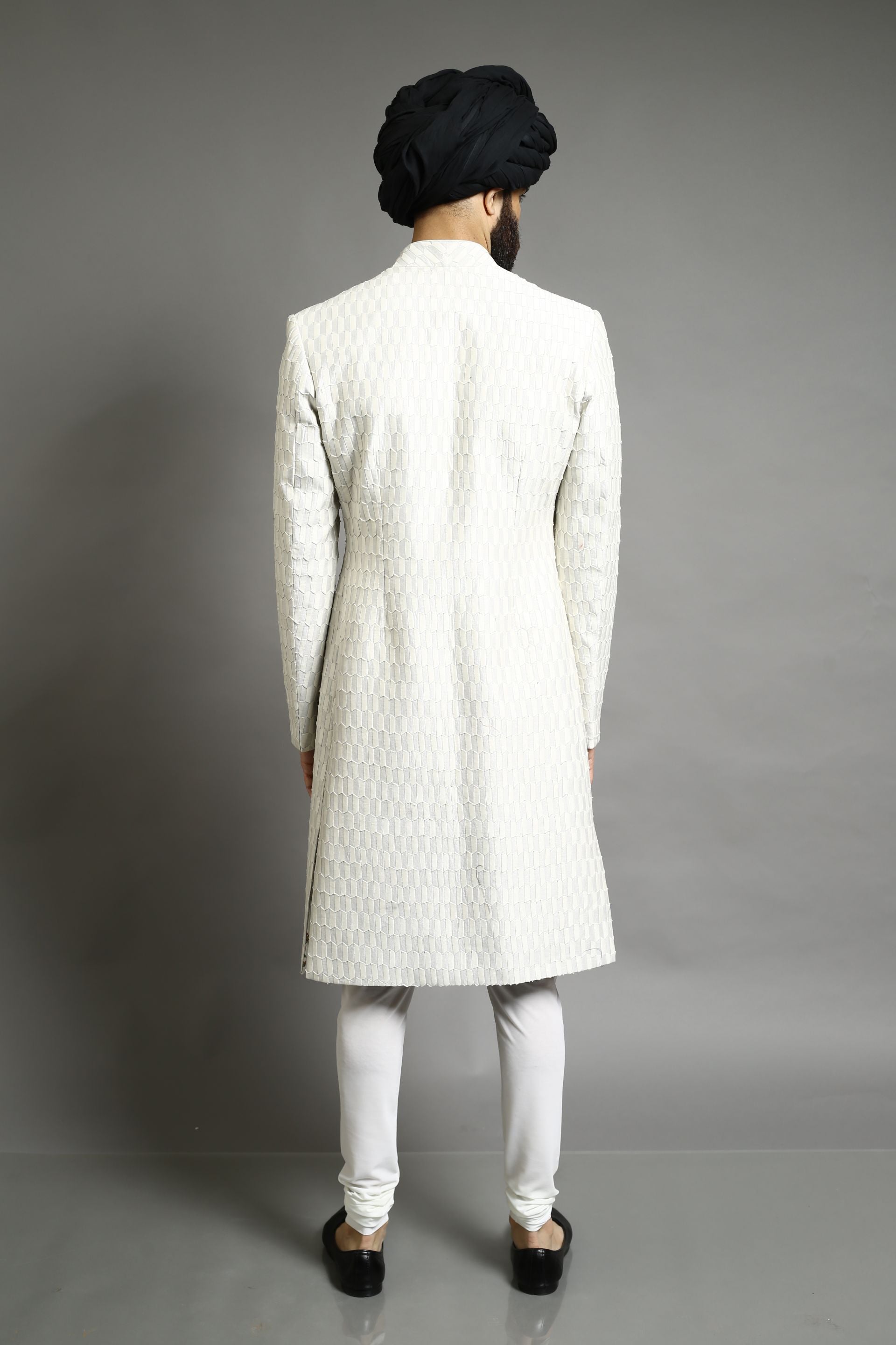 Beige Chanderi Textured Bandhgala