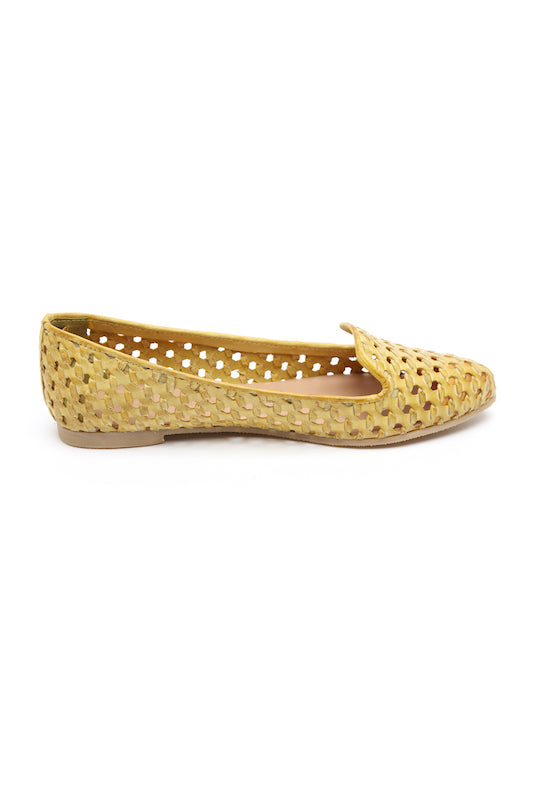 Yellow Leather Caitlyn Flats